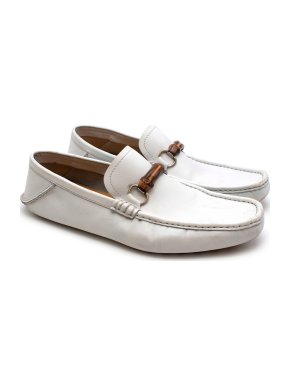 Gucci Mens White Bamboo Loafers