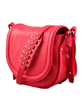 McQ by Alexander McQueen Red Studded Amwell Shoulder Bag