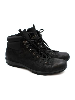 Prada Black Leather Men's High Top Trainers