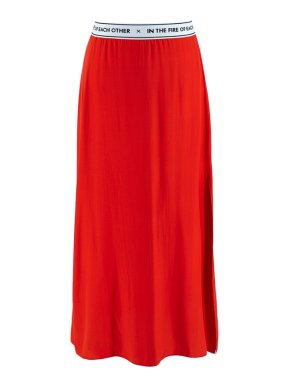 Each x Other Red Silk Slit Skirt