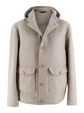 Loro Piana Men's Grey Baby Cashmere Hooded Jacket