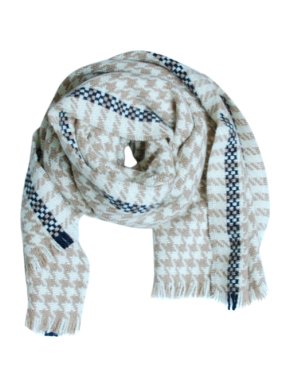 MaxMara beige/blue check alpaca shawl
