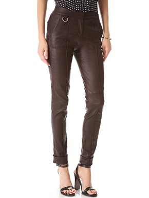 A.L.C.Daniel Burgundy Stretch Leather Trousers