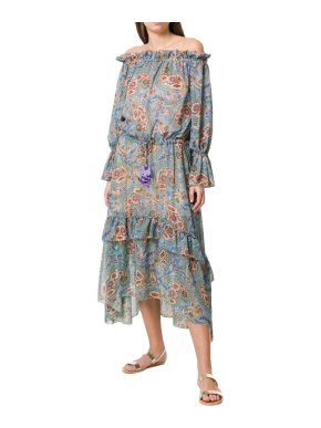 Anjuna blue floral Sofia off shoulder dress