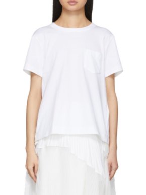 Sacai Luck White T-Shirt with Sheer Underlay