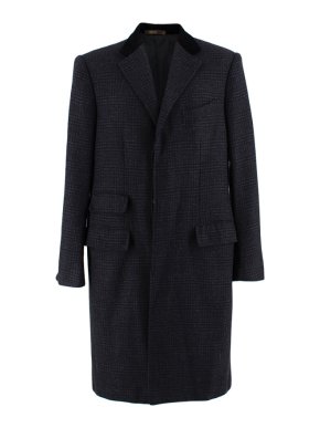 Cifonelli Wool Single Breasted Coat with Velvet Collar