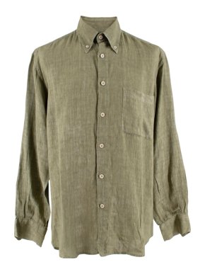 Z Zegna Sport Green Linen Button Up