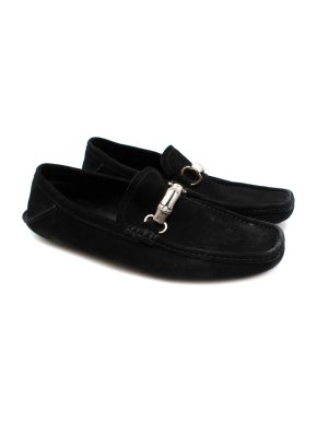 Gucci Black Suede Moccasin Loafers with Bamboo Horsebit