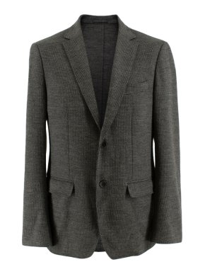 Salvatore Ferragamo Grey Wool Knit Single Breasted Blazer