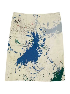 Tibi Ivory Paint Splash Fitted Skirt