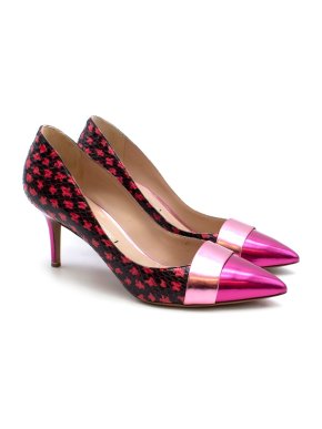Nicholas Kirkwood Embossed Leather & Metallic Pink Paneled Pumps