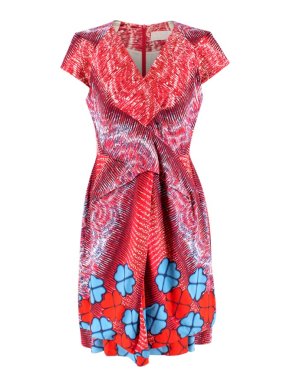 Peter Pilotto Red Printed V-neck Dress
