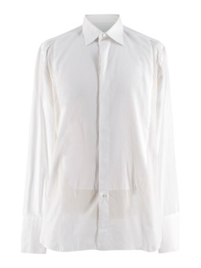 Brioni White Cotton Tuxedo Shirt
