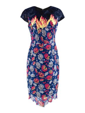 Peter Pilotto Embroidered Silk Fitted Dress