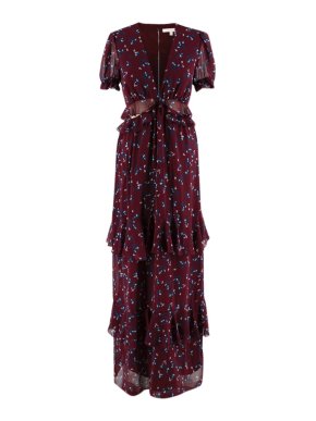 WAYF Burgundy Floral Cut Out Maxi Dress