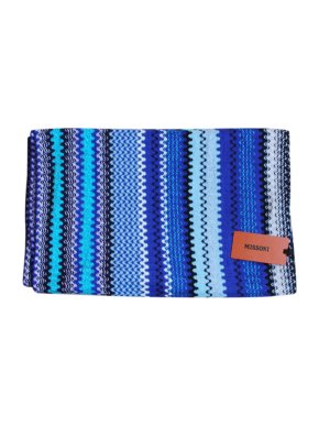 Missoni Blue Zig Zag Knit Scarf
