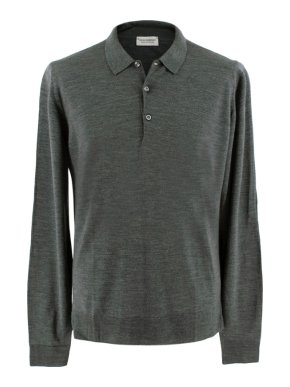 John Smedley Grey Long Sleeve Polo