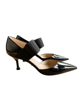 Prada black patent kitten heel pumps