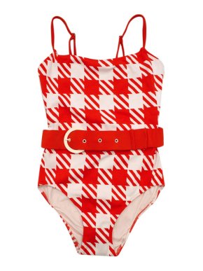 Solid & Striped Red & White Patterned Swimsuit