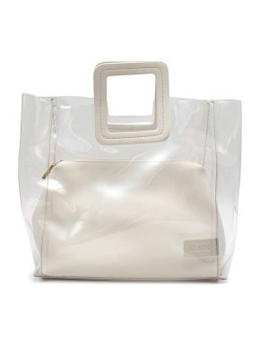 Staud White and Clear Shirley Handbag