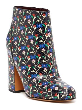Marc by Marc Jacobs Floral Print Snakeskin Embossed Ankle Boots