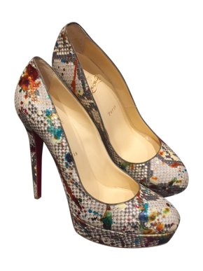 Christian Louboutin multi coloured python pumps