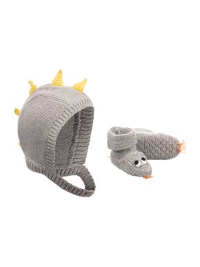 Stella McCartney Kid's Grey Organic Cotton Hat & Bootie Set