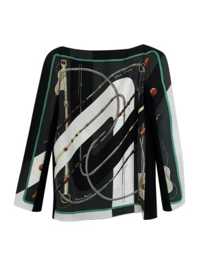 Hermes silk cashmere Clic Clac Blouse