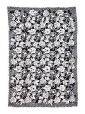 Chanel grey camellia print cashmere scarf