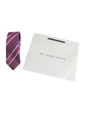 Burberry Burgundy Striped Silk Tie