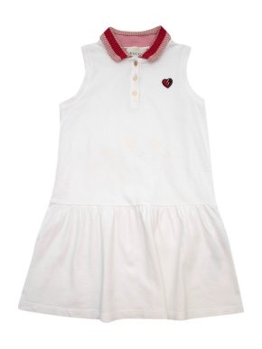 Gucci Girls' Sleeveless White Heart Embroidered Dress