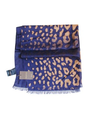 Gucci Leopard Print Two-Tone Scarf