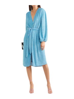 Retrofete Audrey velvet-trimmed sequined chiffon wrap dress