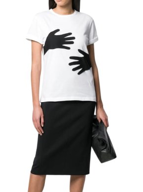 Joseph Black & White Patchwork Hands Top