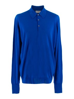 John Smedley Royal Blue Knit Polo Shirt