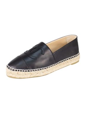 Chanel Black Lambskin Espadrilles