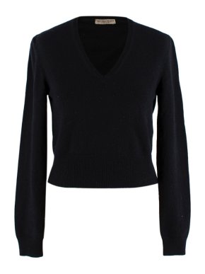 Bottega Veneta Black V-Neck Cropped Cashmere Jumper