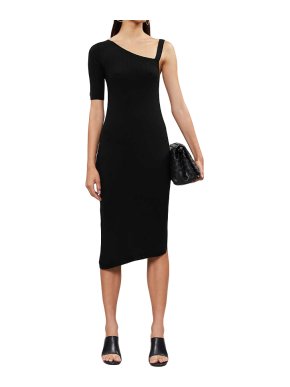 Barrie Asymmetric Cashmere Black Dress