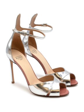 Francesco Russo Silver Mirrored Ankle Strap Sandals