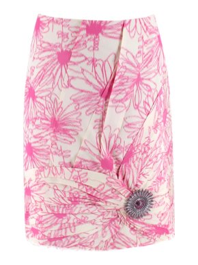 Calvin Klein 205W39NYC Brooch-Embellished Silk Skirt