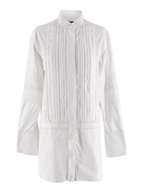 Burberry White Embroidered Shirt Dress