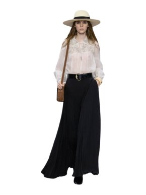 Celine Silk Organza Embroidered Prairie Blouse