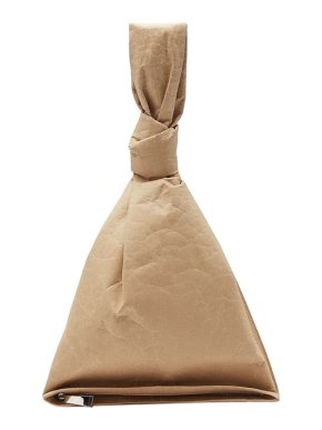 Bottega Veneta Paper Effect Calfskin Lined BV Twist Bag in Kraft