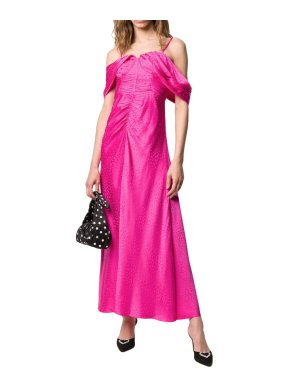 Self Portrait Fuchsia Jacquard Off-Shoulder Dress