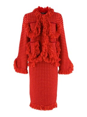 Sibling London Red Tweed Wool Skirt & Jacket
