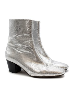 Dorateymur Heeled Silver Textured Ankle Boots