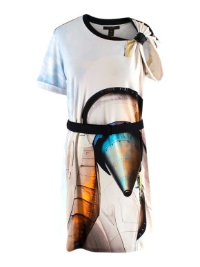 Louis Vuitton Futuristic 3D Printed Buckle Belted T-Shirt Dress