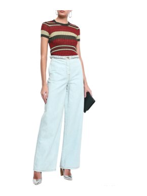 Valentino Braid Trimmed Wide Leg Jeans