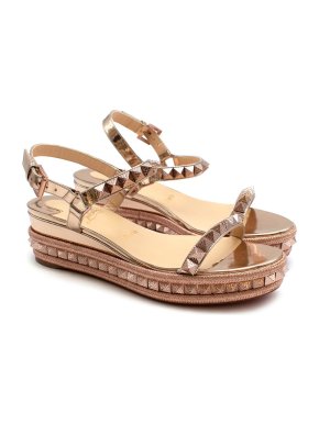 Christian Louboutin 'Pira Ryad 60' studded Flatform Rose Gold Sandals