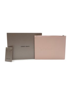 Giorgio Armani Blush Leather Zip Pouch